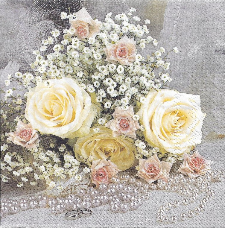 Servilleta 33 x 33 cm. -Rose and Pearls-
