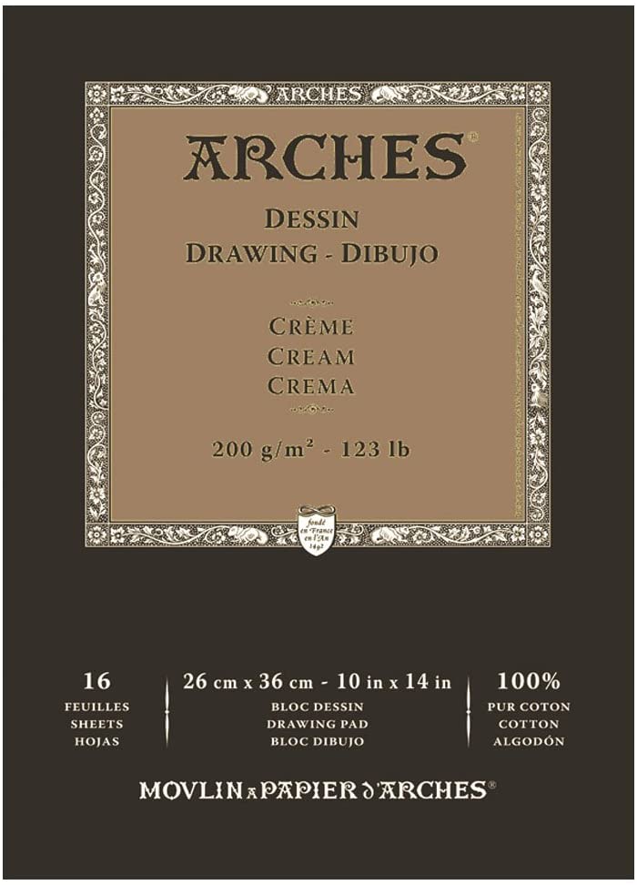 Bloc Dibujo 16 Hojas 26 x 36 cm. 200 gr. -Dessin Crème- Arches