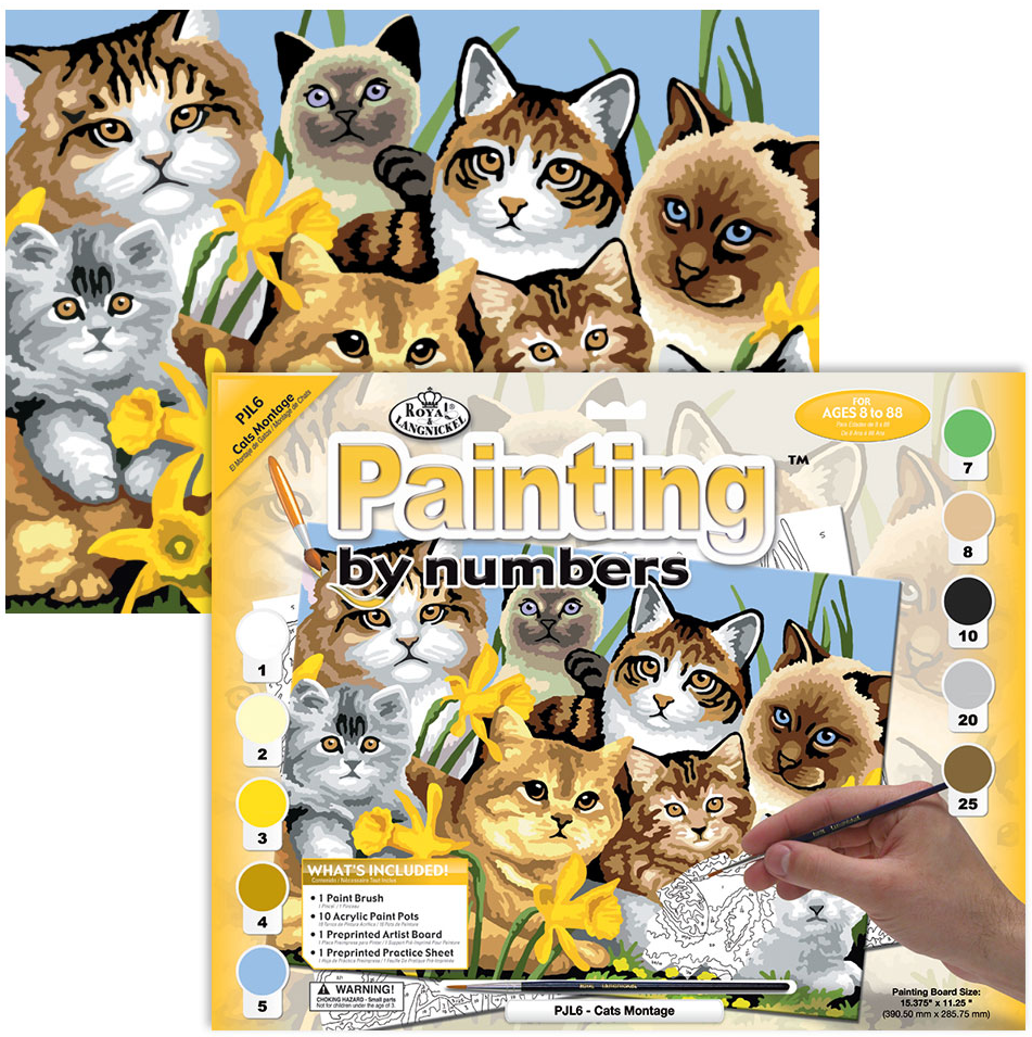 Pintar Por Números Junior 32,4 x 42 cm. -Gatos- Royal & Langnickel
