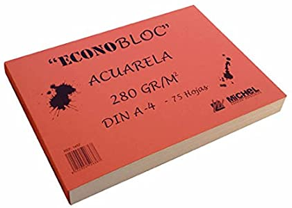 Bloc Acuarela 75 Hojas A4 21 x 29,7 cm. 280 gr. Encolado -Econobloc- Michel