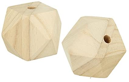 Cuentas -Poliedro- Madera 45 x 45 mm. (2 pzs.) Artemio