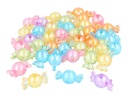 Cuentas Plástico Bombones 17 x 8 mm. Multicolor Transparente (60 pzs.)