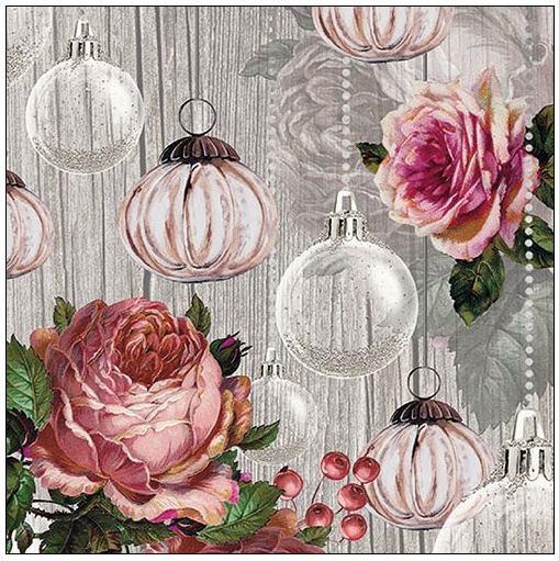 Servilleta 33 x 33 cm. -Roses and Baubles-