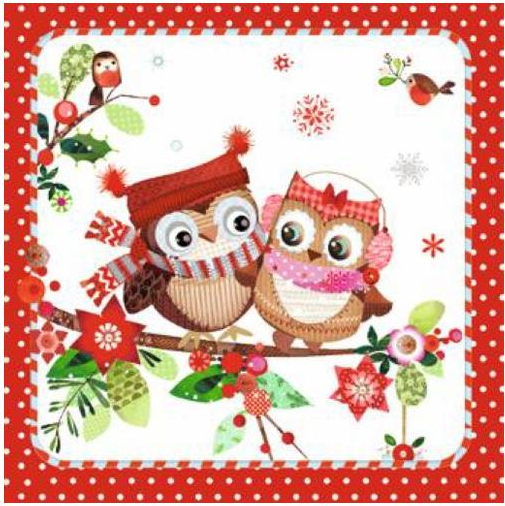 Servilleta 33 x 33 cm. -Búhos en Invierno-