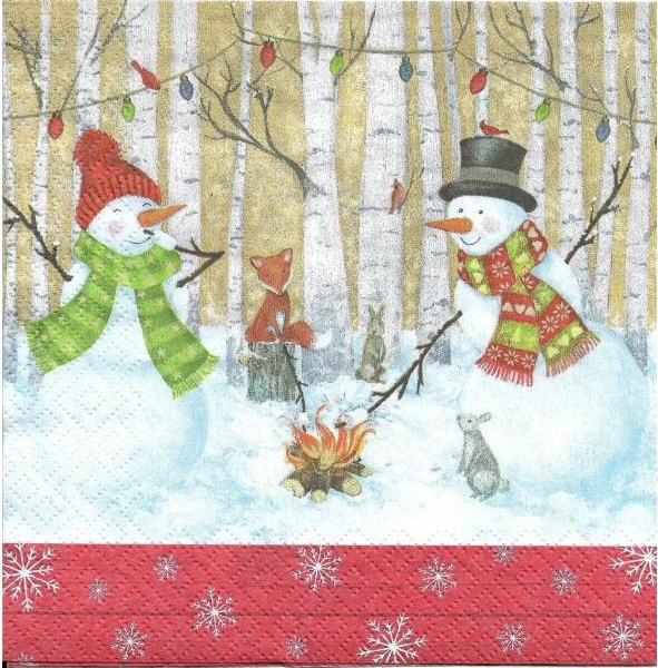 Servilleta 33 x 33 cm. -Muñecos de Nieve-