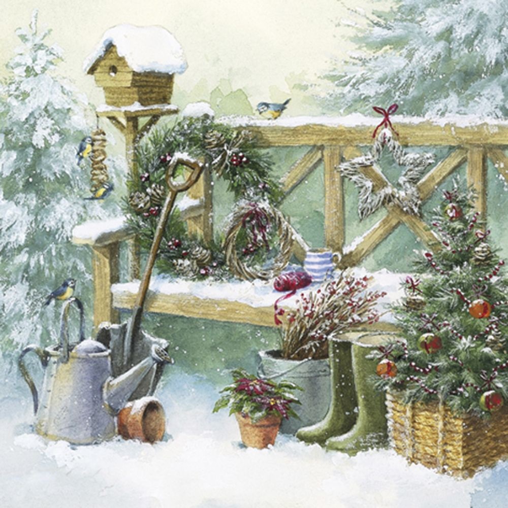 Servilleta 33 x 33 cm. -Winter Gardening-
