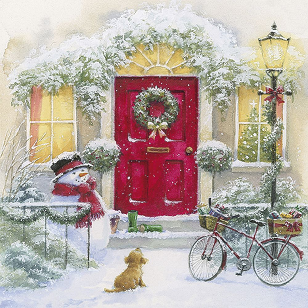 Servilleta 33 x 33 cm. -Puppy And Snowman-
