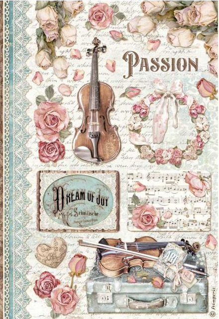 Papel Arroz Decorado  A4 - Passion Music - Stampería