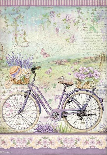 Papel Arroz Decorado  A4 - Provence Bicicleta - Stampería