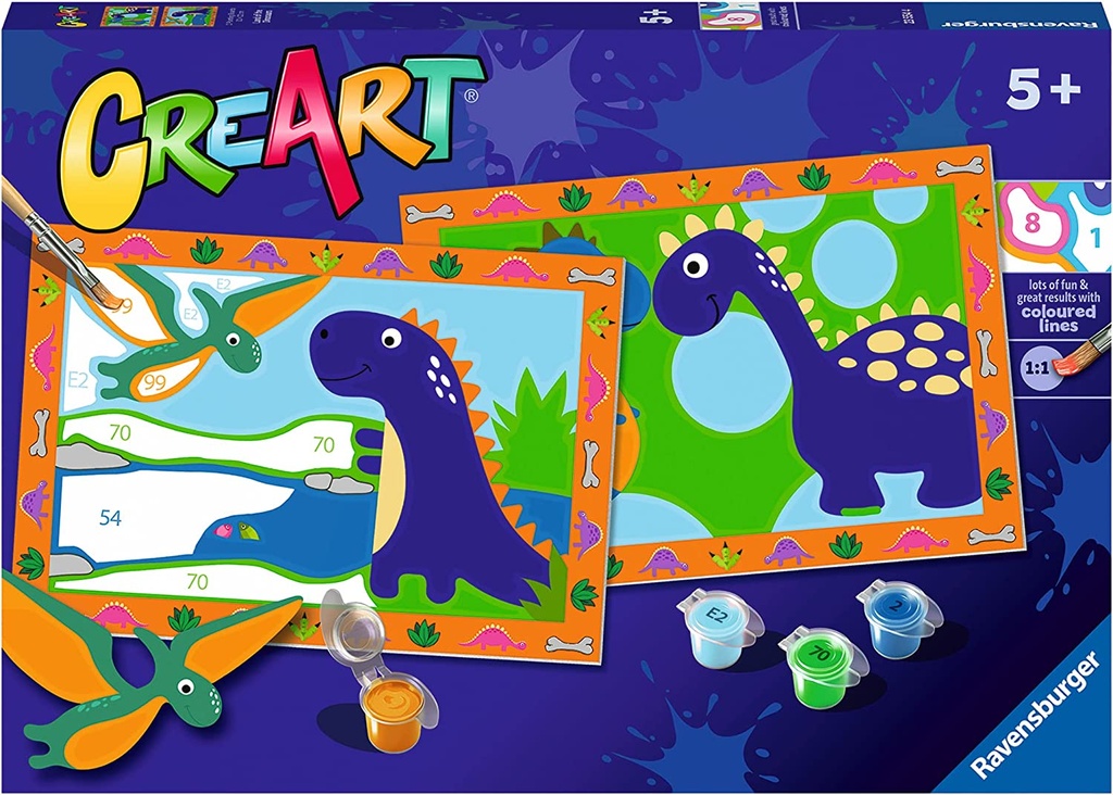 Set CreArt Pintar por Números -Dinosaurios- (2 Láminas) Ravensburger