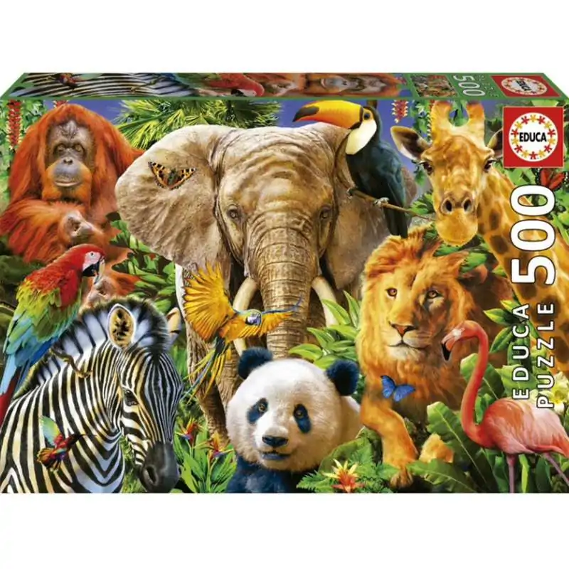 Puzzle 500 piezas -Collage de Animales Salvajes- Educa