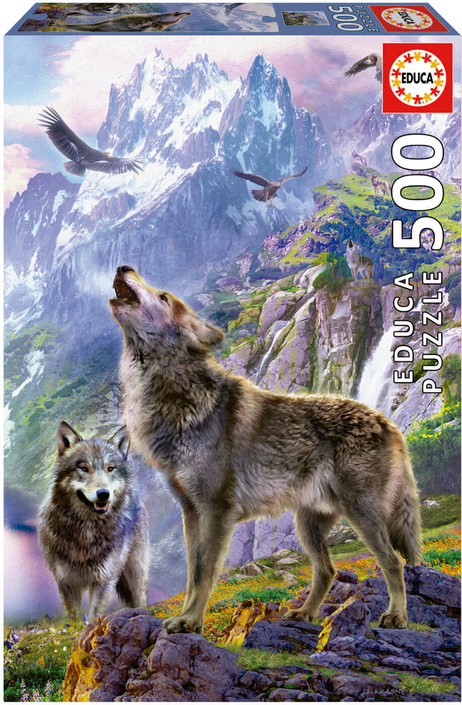 Puzzle 500 piezas -Lobos en las Rocas- Educa