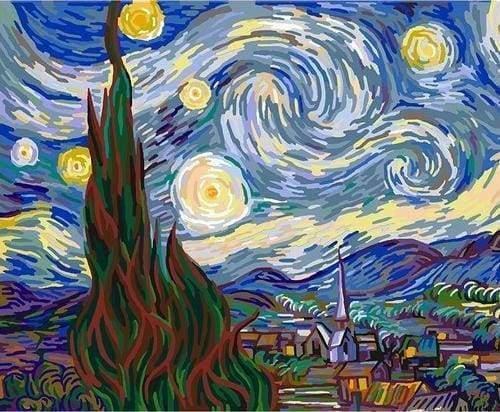 Pintar Por Números -Noche Estrellada, Van Gogh- Bastidor 40 x 50 cm. Figured´Art
