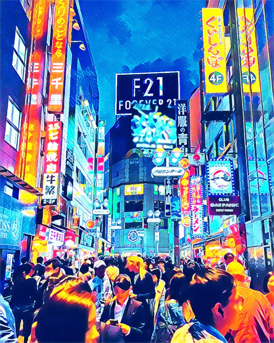 Pintar con Diamantes -Tokyo, Shibuya- Bastidor 40 x 50 cm. Figured´Art