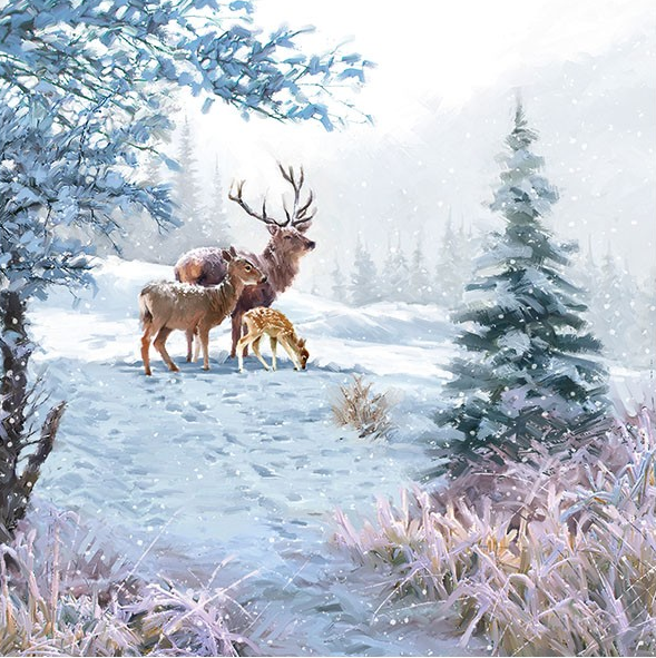 Servilleta 33 x 33 cm. -Deer Family-