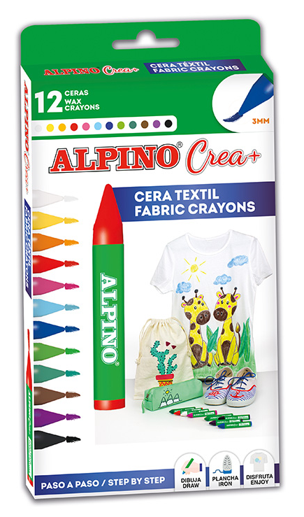 Estuche Crea+ 12 Ceras Textil Alpino