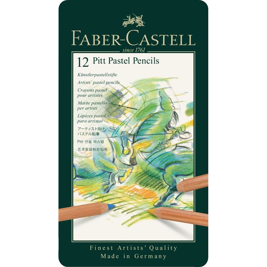 Estuche Metal 12 Lápiz Pastel Pitt Faber-Castell