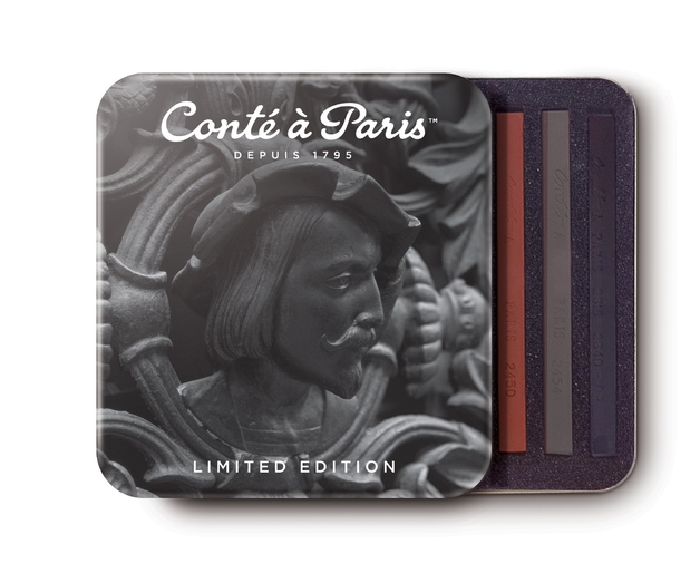 Caja Metal 6 Carrés Pastel Esbozo -Edición Limitada- Conté à Paris