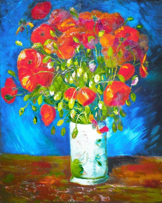 Set Punto de Cruz -Jarrón con Amapolas, Van Gogh- 32 x 40 cm. Figured´Art