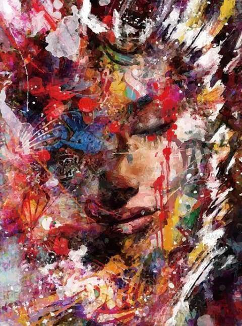 Pintar Por Números -Cara Femenina Abstracto- Bastidor 40 x 50 cm. Figured´Art