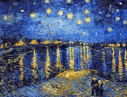 Pintar Por Números -Noche Estrellada sobre el Ródano, Van Gogh- Bastidor 40 x 50 cm. Figured´Art