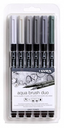 Estuche 6 Rotuladores -Tonos Grises Aqua Brush Duo- Doble Punta Lyra