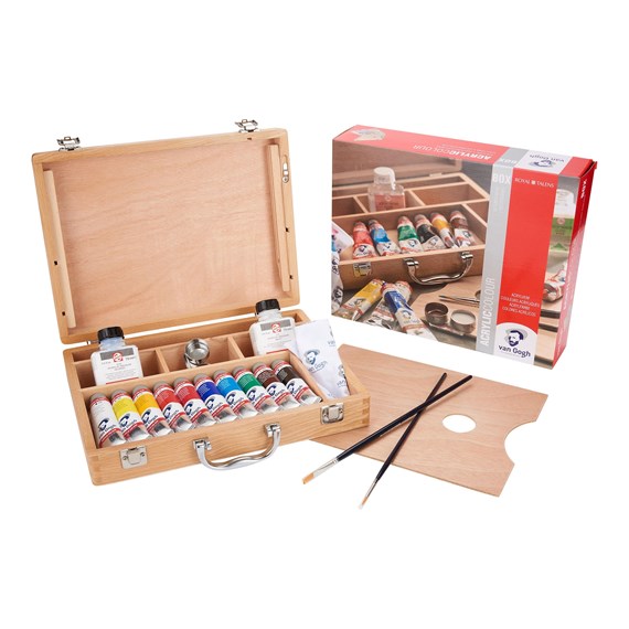 Estuche Madera Acrílico 10 Tubos 40 ml. y Accesorios Van Gogh Talens