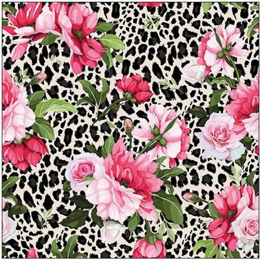 Servilleta 33 x 33 cm. -Roses On  Leopard Print-