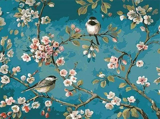 [PN350-Y] Pintar Por Números -Pájaros en las Ramas- Bastidor 40 x 50 cm. Figured´Art
