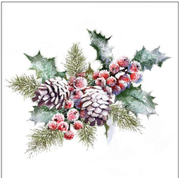 Servilleta 33 x 33 cm. -Holly and Berries-