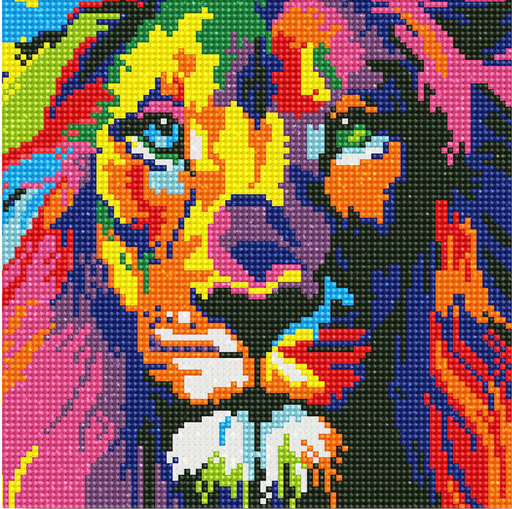 [DP-SFA086-Y] Pintar con Diamantes -León Pop Art- Bastidor 25 x 25 cm. Figured´Art