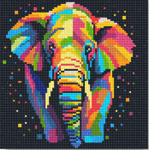 [DP-SFA097-Y] Pintar con Diamantes -Elefante Pop Art- Bastidor 25 x 25 cm. Figured´Art