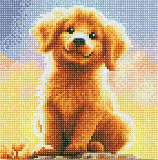 [DP-SFA185-Y] Pintar con Diamantes -Pequeño Golden Retrieved- Bastidor 25 x 25 cm. Figured´Art
