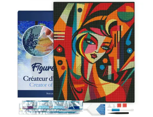 [DP-FA10239-Y] Pintar con Diamantes -Mujer Abstracta, Pablo Picasso- Bastidor 40 x 50 cm. Figured´Art