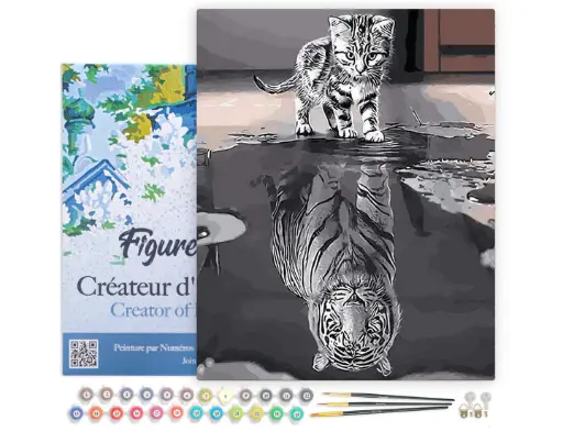 [PN679-Y] Pintar Por Números -El Reflejo del Gato- Bastidor 40 x 50 cm. Figured´Art