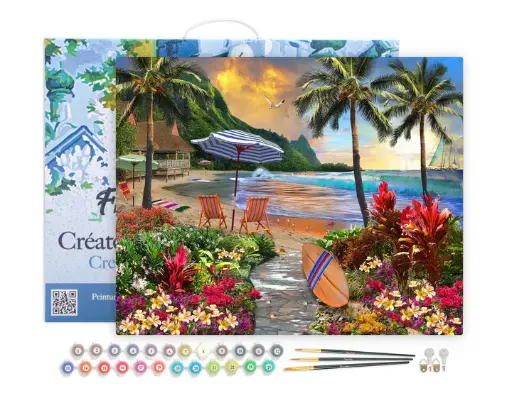 [FA10053-Y] Pintar Por Números -Bajo los Cocos- Bastidor 40 x 50 cm. Figured´Art