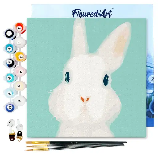 [SFA057-Y] Pintar Por Números -Conejo Blanco- Bastidor 20 x 20 cm. Figured´Art