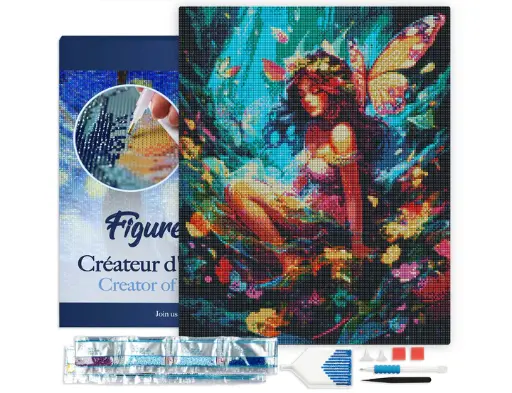 [DP-FA10241-Y] Pintar con Diamantes -Ninfa y Mariposas- Bastidor 40 x 50 cm. Figured´Art