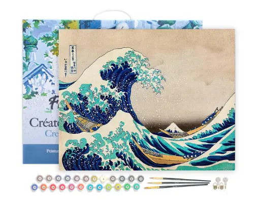 [FA10121-Y] Pintar Por Números -La gran Ola de Kanagawa, Katsushika Hokusai- Bastidor 40 x 50 cm. Figured´Art