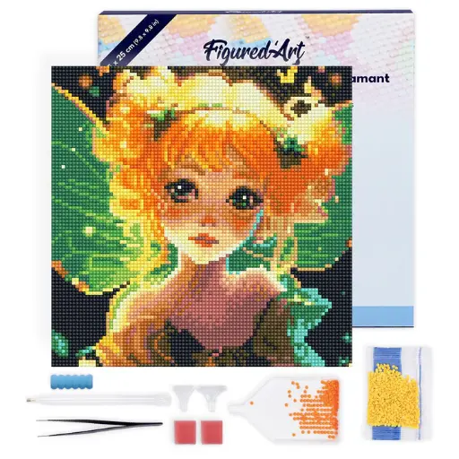 [DP-SFA167-Y] Pintar con Diamantes -Hada Pequeña- Bastidor 25 x 25 cm. Figured´Art