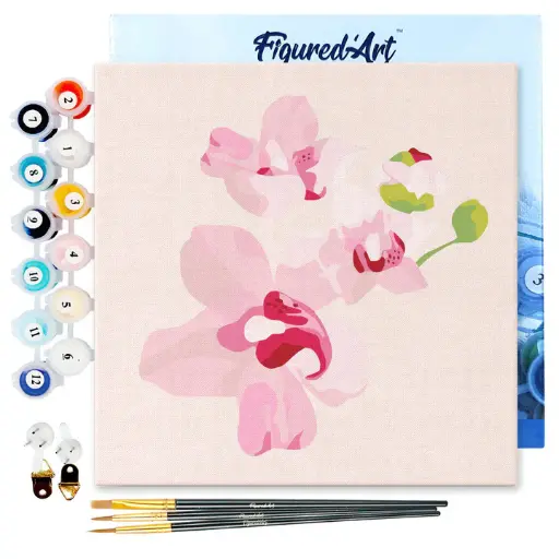 [SFA040-Y] Pintar Por Números -Flores de Orquideas- Bastidor 20 x 20 cm. Figured´Art
