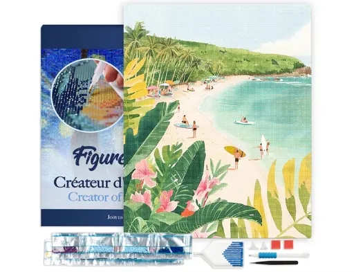 [DP-FA10305-Y] Pintar con Diamantes -Paraiso del Surf- Bastidor 40 x 50 cm. Figured´Art