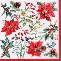 Servilleta 33 x 33 cm. -Flores Navidad-