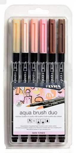 [6521062] Estuche 6 Rotuladores -Tonos Piel Aqua Brush Duo- Doble Punta Lyra