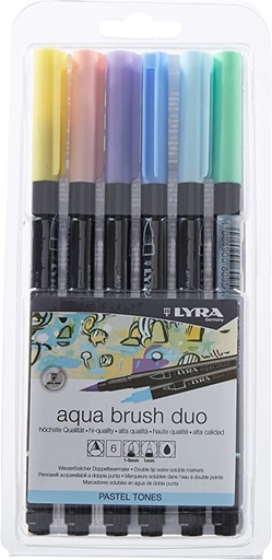 [6521061] Estuche 6 Rotuladores -Tonos Pastel Aqua Brush Duo- Doble Punta Lyra