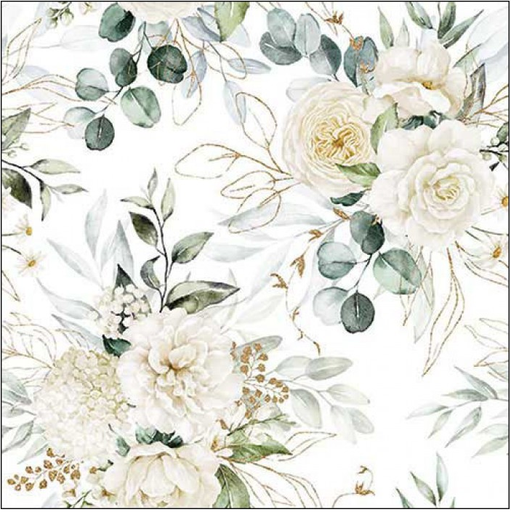 Servilleta 33 x 33 cm. -Eucalyptus And Roses-