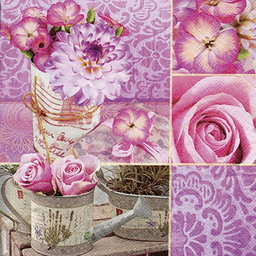 Servilleta 33 x 33 cm. -Rosa Floral Collage-