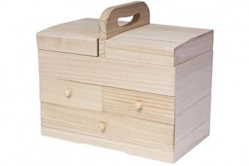 Costurero madera extensible con 3 compartimentos y 2 almohadillas