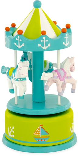 [45564] Carrusel / Tiovivo Musical Caballitos -Azul y Verde- Mini