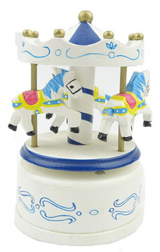 [45560] Carrusel / Tiovivo Musical Caballitos -Blanco y Azul- Mini